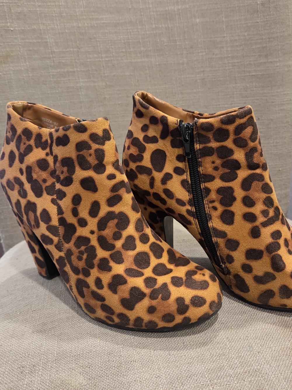 BAMBOO Leopard Print Ankle Booties in Brown and Black